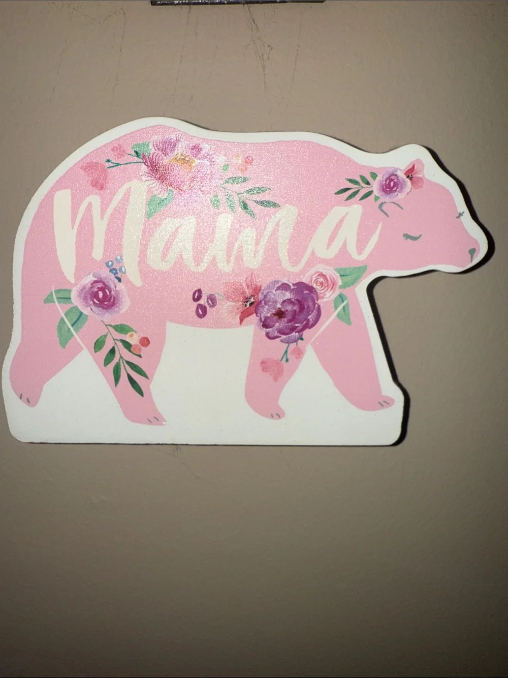 Mama Pink Floral Bear  Wall Decor
